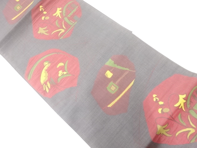 JAPANESE KIMONO / ANTIQUE FUKURO OBI / SILK / WOVEN FLOWES & BIRDS